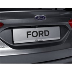 Support pour plaque d’immatriculation Ford argent, avec logo Ford bleu et lettrage « BRING ON TOMORROW » noir