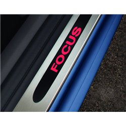 Protecteurs de seuils avant, avec logo éclairé (bleu/noir) - Ford Focus