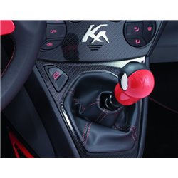 Pommeau de levier de vitesse avec insert en cuir noir (Noir/Rouge) - Ford Ka