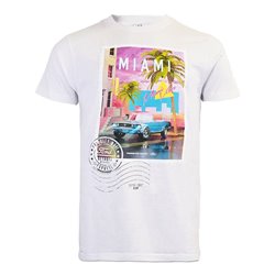 T-shirt Ford Mustang Miami Mood Stamp, blanc