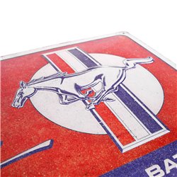 Plaque métal Ford Mustang emblème Horse & Stripes rouge